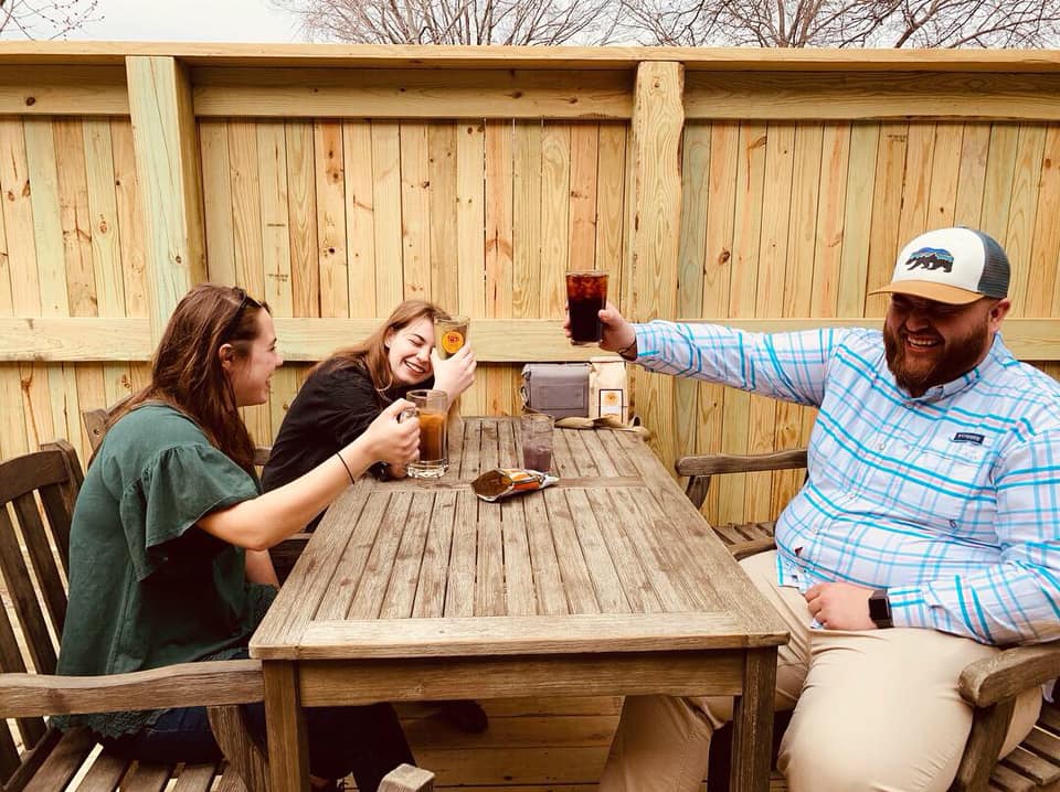 Drinking Coffee And Laughing