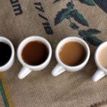 Brewed Coffee In Cups Different Strengths